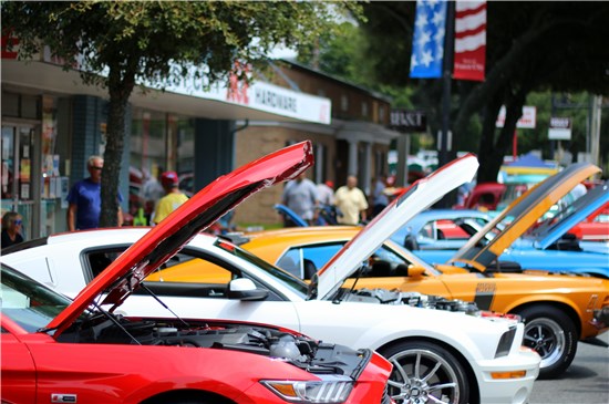 Image of Cars lined down main street for car show